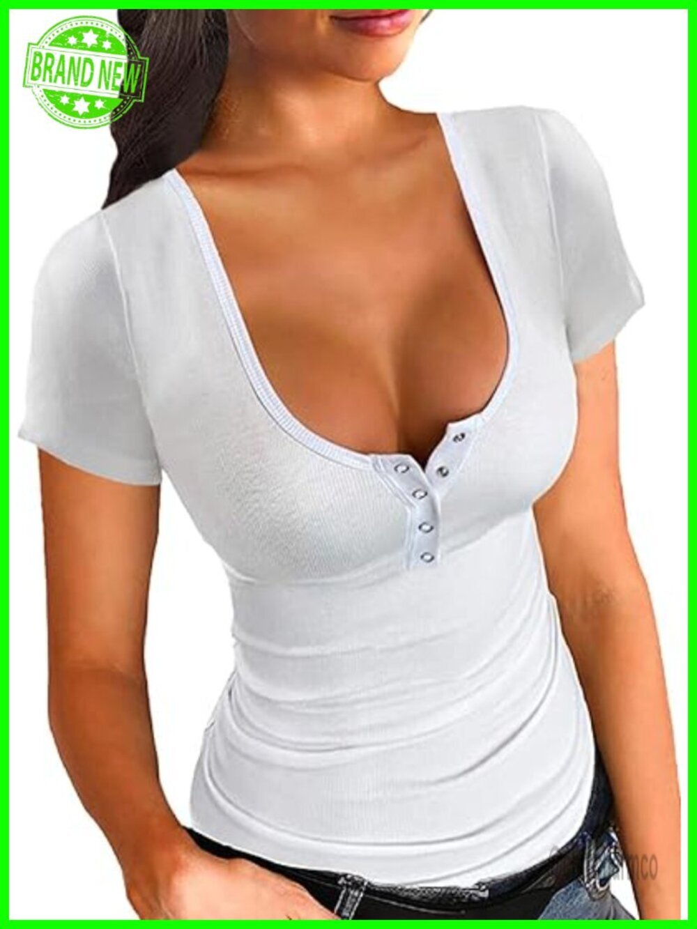 Ribbed Knit Henley Neck Slim Fit Tank Top